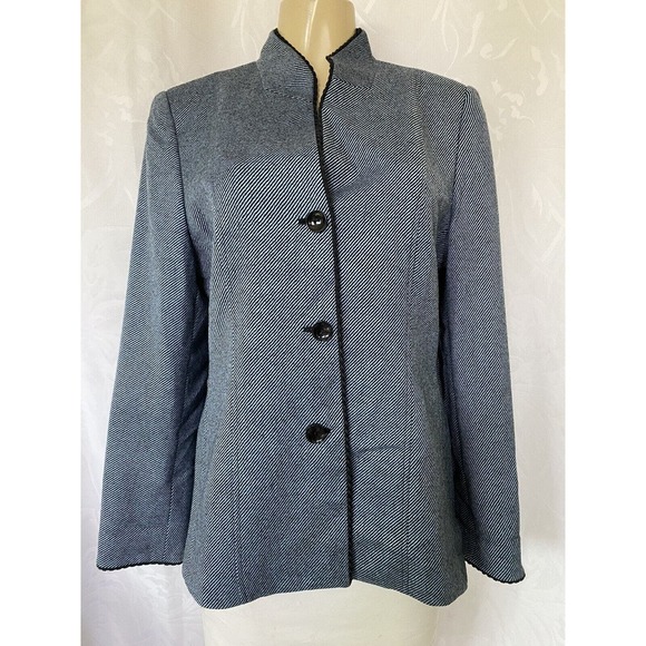 Vintage Carlisle Blazer Jacket Blue Black Wool Three Button Long Sleeve … - Picture 5 of 7